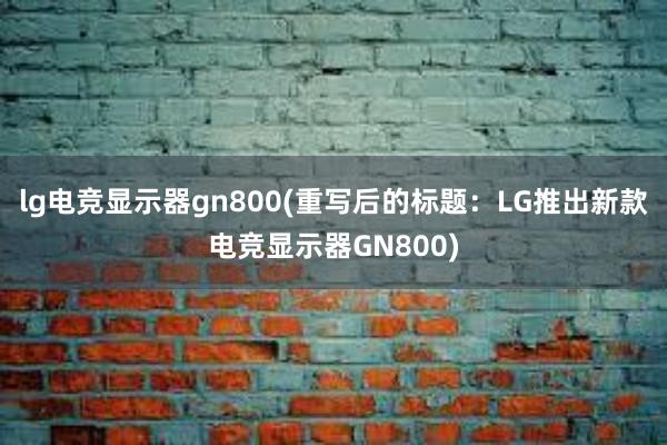 lg电竞显示器gn800(重写后的标题：LG推出新款电竞显示器GN800)