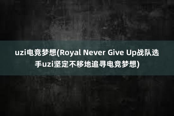 uzi电竞梦想(Royal Never Give Up战队选手uzi坚定不移地追寻电竞梦想)