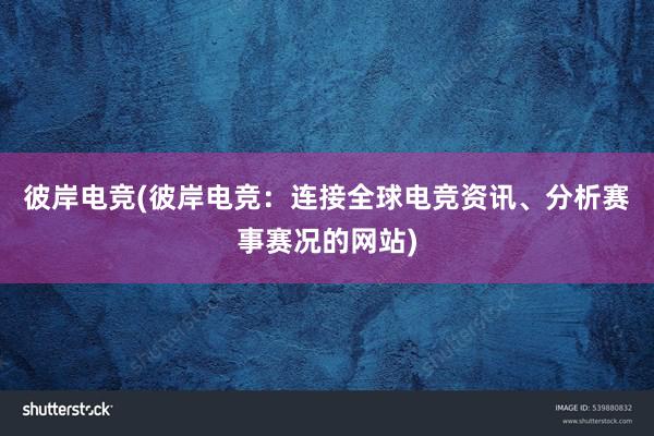 彼岸电竞(彼岸电竞：连接全球电竞资讯、分析赛事赛况的网站)