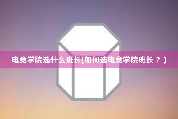 电竞学院选什么班长(如何选电竞学院班长 ？)