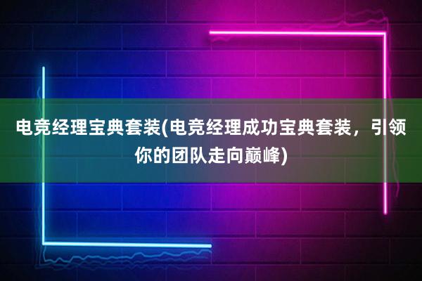 电竞经理宝典套装(电竞经理成功宝典套装，引领你的团队走向巅峰)