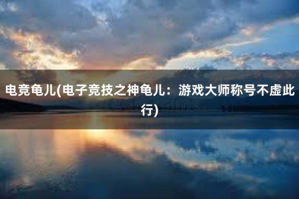 电竞龟儿(电子竞技之神龟儿：游戏大师称号不虚此行)