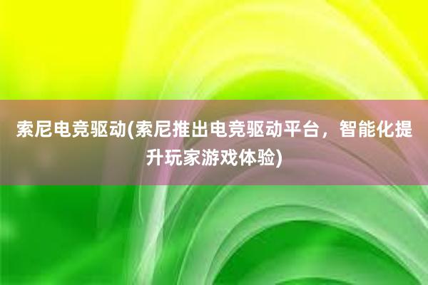 索尼电竞驱动(索尼推出电竞驱动平台，智能化提升玩家游戏体验)