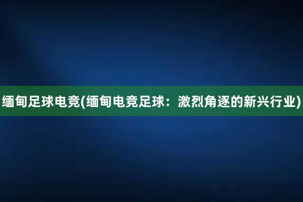 缅甸足球电竞(缅甸电竞足球：激烈角逐的新兴行业)