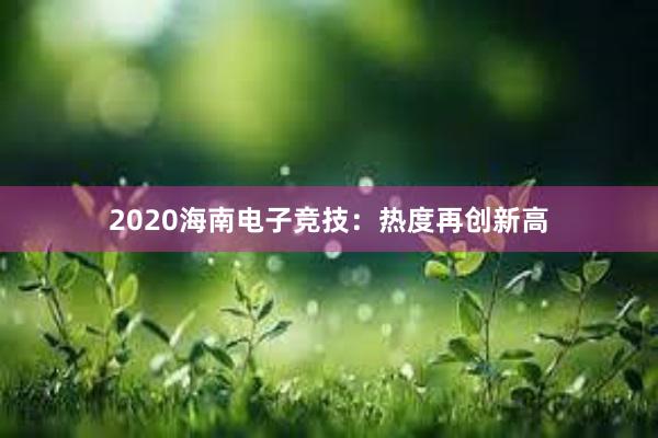 2020海南电子竞技：热度再创新高