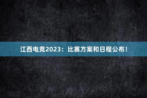 江西电竞2023：比赛方案和日程公布！