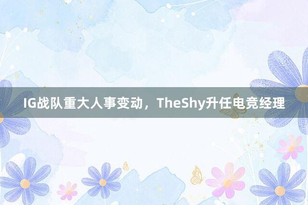 IG战队重大人事变动，TheShy升任电竞经理