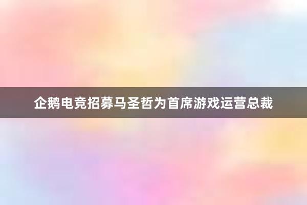 企鹅电竞招募马圣哲为首席游戏运营总裁