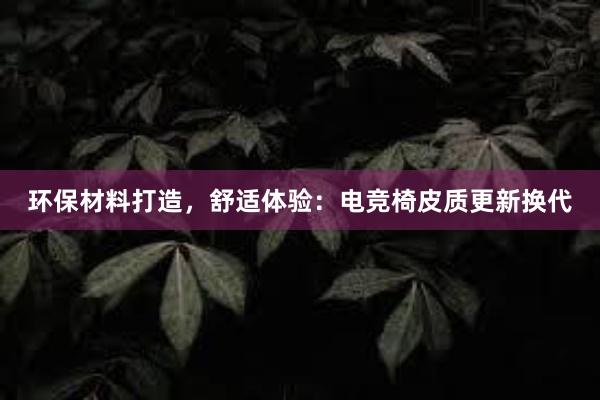 环保材料打造，舒适体验：电竞椅皮质更新换代