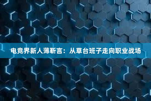 电竞界新人薄靳言：从草台班子走向职业战场